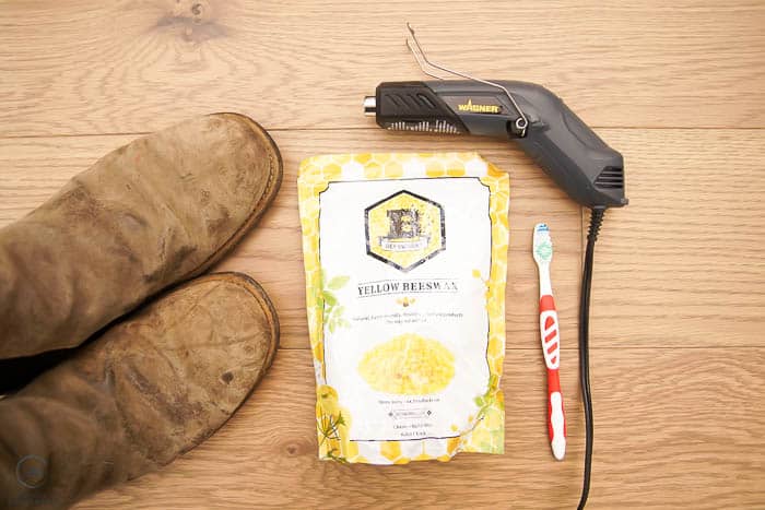 how to waterproof leather boots, supplies needed for waterproofing leather boots with beeswax