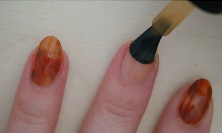 how to diy a cute tortoise shell nail design, Applying base color