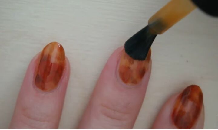how to diy a cute tortoise shell nail design, Applying nail polish