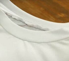 how to sew a cute and easy ruched t shirt, Attaching the neckband