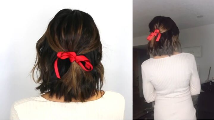 7 super cute holiday hairstyles, Red bow