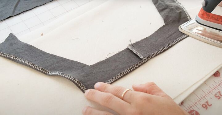 how to sew a bodice for a beautiful square neckline dress, Neck facings