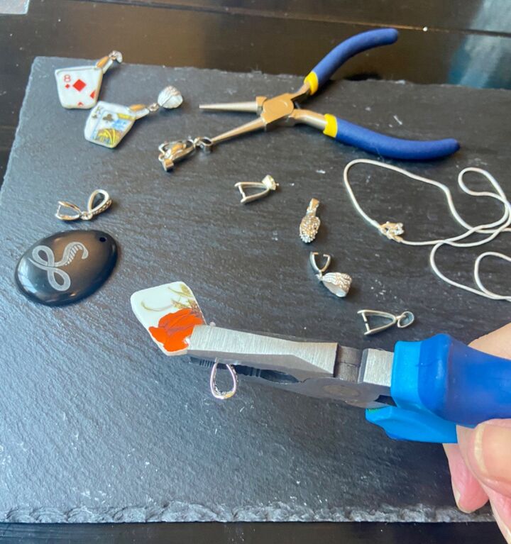 how to create a one of a kind necklace, Pliers to squeeze tight