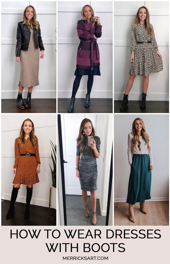 how to style a dress with boots, how to wear dresses and boots