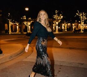 holiday style guide formal holiday outfits, sequin skirt with black sweater