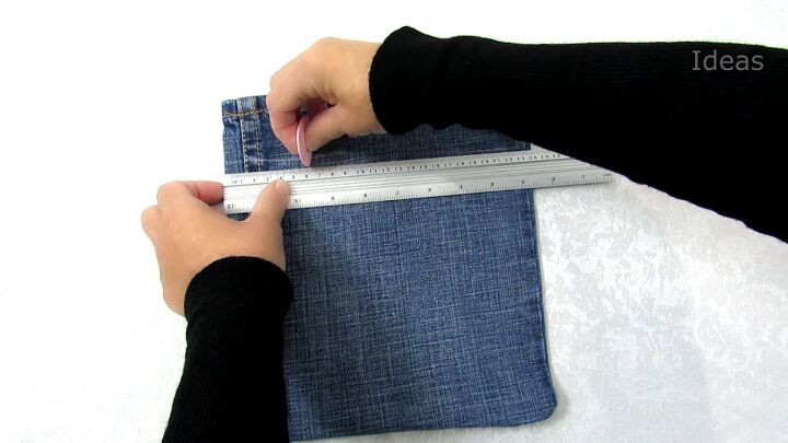 how to diy a super cute jean handbag, Marking fabric