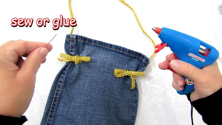 how to diy a super cute jean handbag, Attaching straps