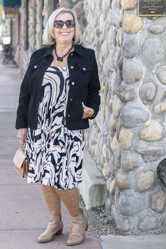 Dress Chicos It s a skirt Jacket Style Co Macys Boots Walking Cradles Georgia Scarf Necklace tied to fit in the neckline better Purse Boutique in Wickenburg