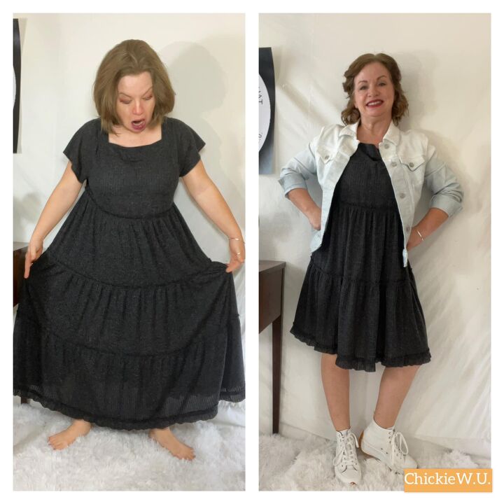 shorten a knit dress with no sewing