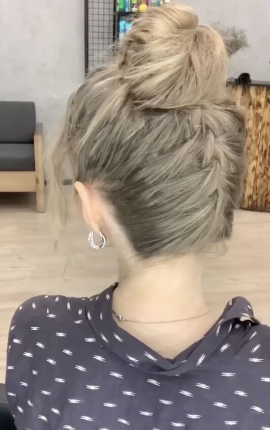 two braids turn into this beautiful bun