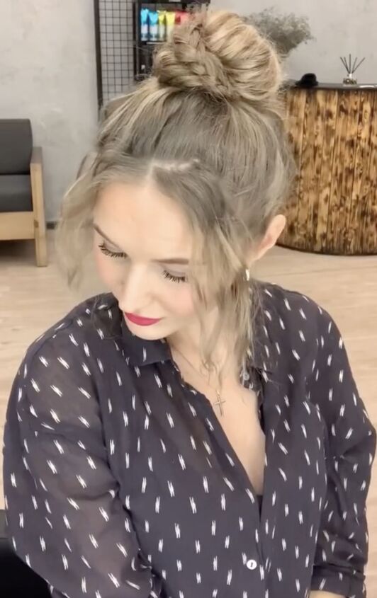 Two Braids Turn Into This Beautiful Bun Upstyle