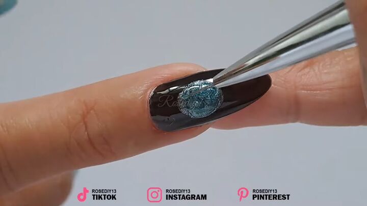 how to diy these awesome gel sea blue nails, Adding blue gel polish