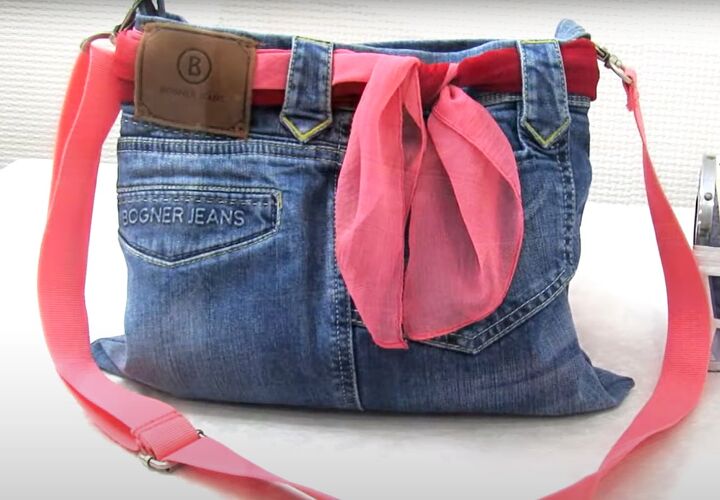 how to diy cute ribbon jean bag, DIY jean bag