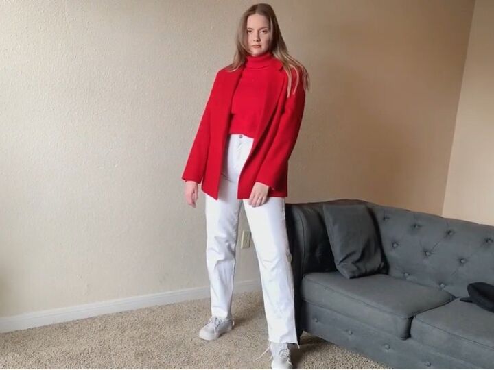 6 cute turtleneck outfit ideas, Red on red
