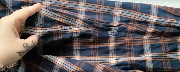 how to make a cozy upcycled flannel and sweater shirt, Making the collar