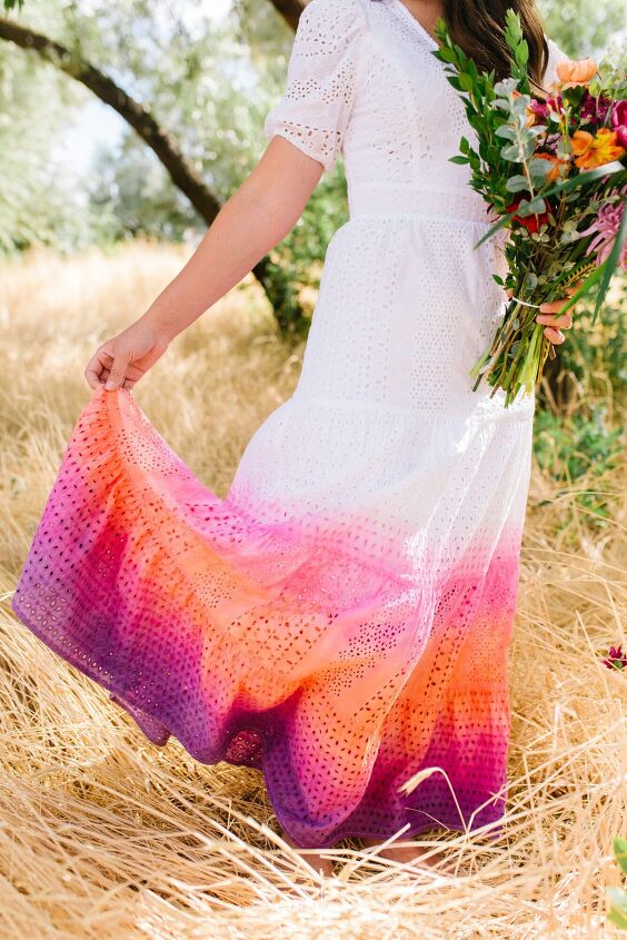 how to dip dye a wedding dress, How To Dip Dye A Wedding Dress Bright Colors