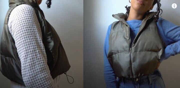 how to diy a cute and cozy cropped puffer vest, DIY cropped puffer vest