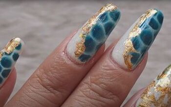 How to DIY Cute Blue and Gold Tortoiseshell Nails