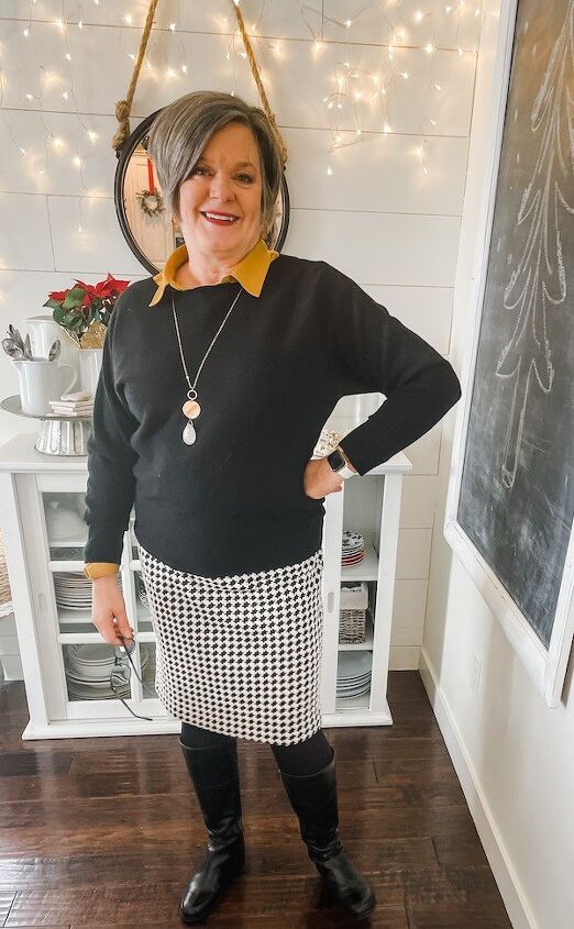 how to style houndstooth pencil skirt
