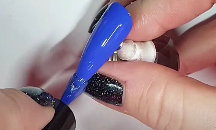 how to diy an awesome sun and moon nail design, Applying base coat