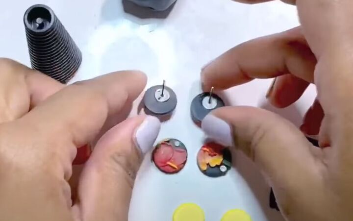 how to diy cute polymer clay earrings, Attaching earring posts