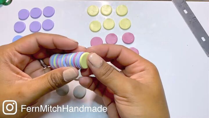 how to diy retro polymer clay earrings, Stacking clay circles