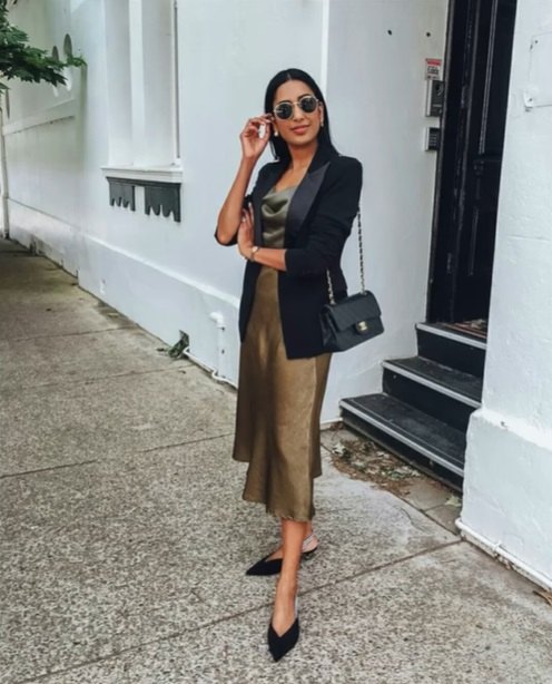 13 simple tips on how to style a midi dress, Blazer and midi dress