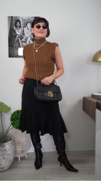 13 simple tips on how to style a midi dress, LBD with sweater