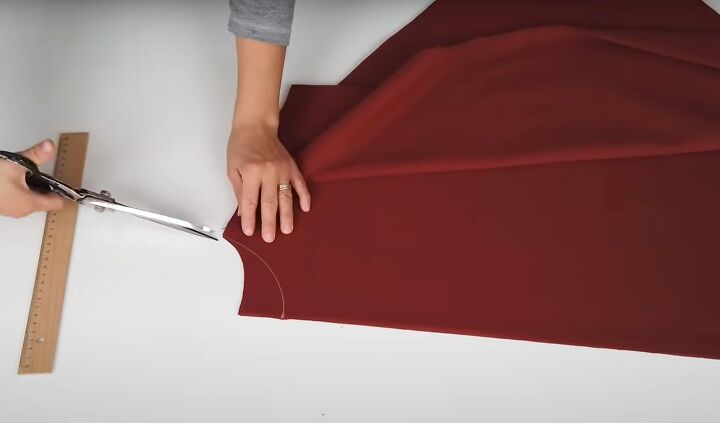 how to diy a cute button poncho, Cutting the fabric