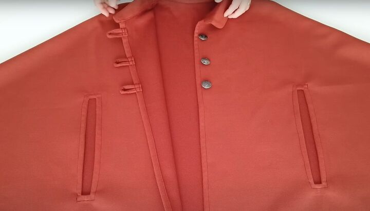 how to diy a cute button poncho, Attaching buttons