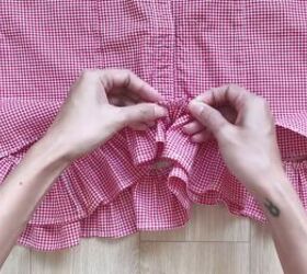 how to upgrade your wardrobe 2 cute thrift flip ideas, Connecting the ruffles