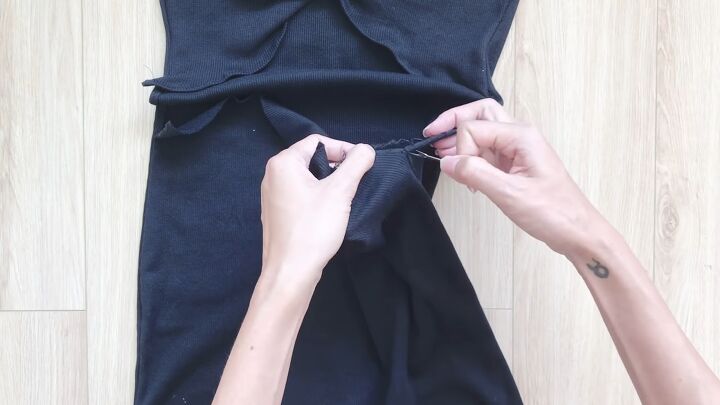 how to upgrade your wardrobe 2 cute thrift flip ideas, Unsewing bottom of dress