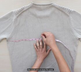 how to diy a super cute back twist sweater, Measuring down the middle