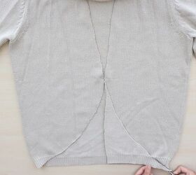 how to diy a super cute back twist sweater, Cutting a curve