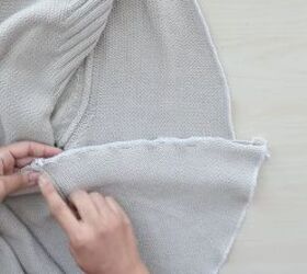 how to diy a super cute back twist sweater, Pinning and sewing