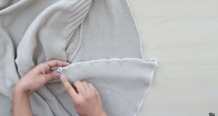 how to diy a super cute back twist sweater, Pinning and sewing