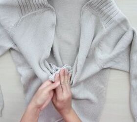 how to diy a super cute back twist sweater, Creating the twist
