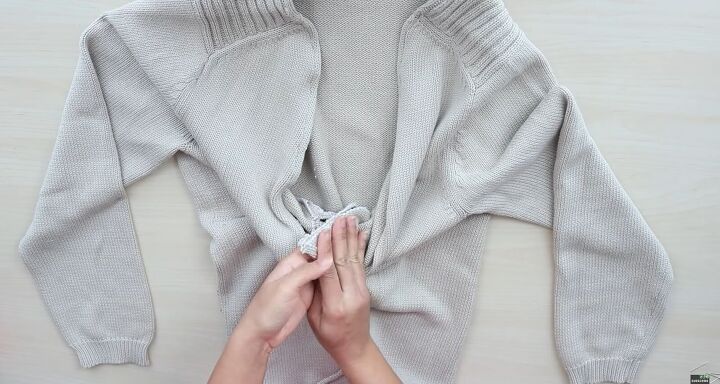 how to diy a super cute back twist sweater, Creating the twist