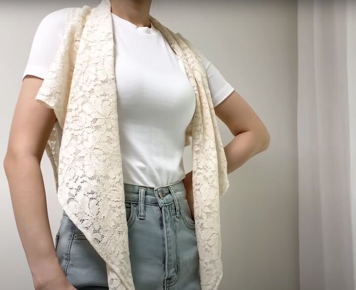 how to diy a super versatile scarf top, Look 1 Simple lace scarf