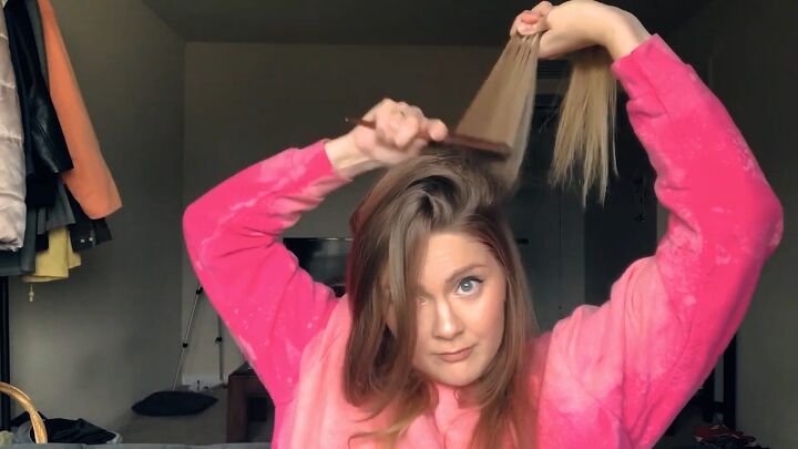 easy voluminous straight hair tutorial, Teasing side parts