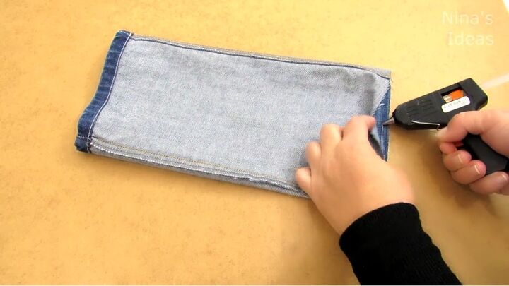 how to diy a cute chain jean bag, Gluing
