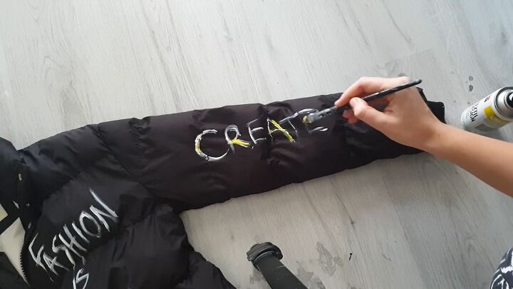 how to paint an awesome puffer jacket design, Adding words symbols and design elements