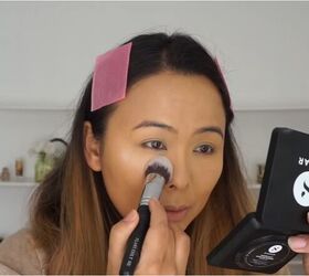 quick and easy day to night makeup tutorial, Applying setting powder