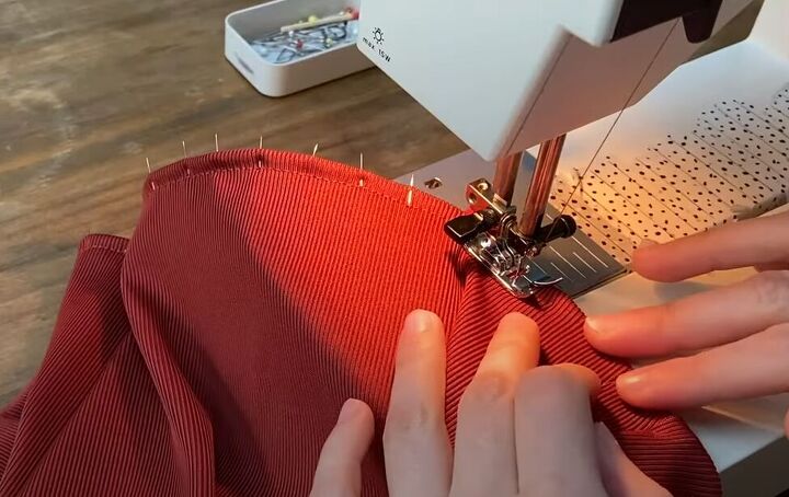 how to diy a cute red mini skirt in 8 easy steps, Hemming