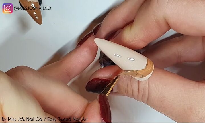 how to diy super cute tweed nails, Painting a swoop