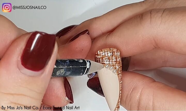 how to diy super cute tweed nails, Adding pearls and beads