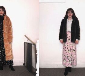 how to style a fur coat in 3 super cute ways, Maxi skirt or dress with fur coat