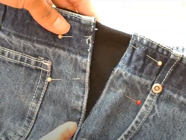 how to make a jeans waist bigger 2 super easy methods, Pinning fabric
