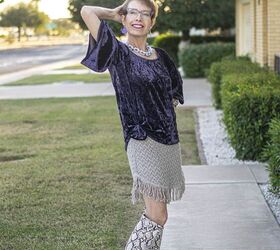 How to wear snake print boots with a sweater skirt