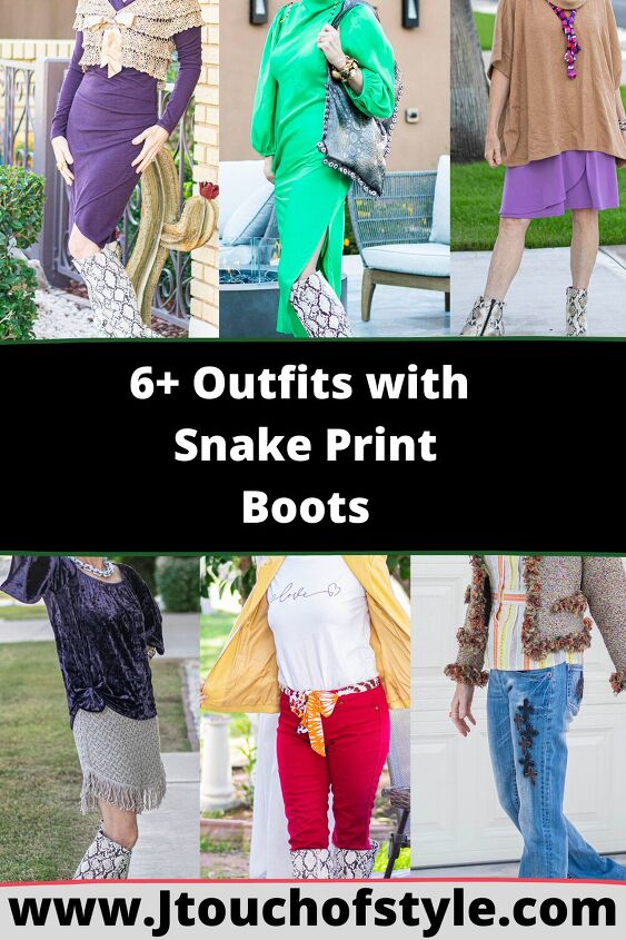 6 outfits with snake print boots
